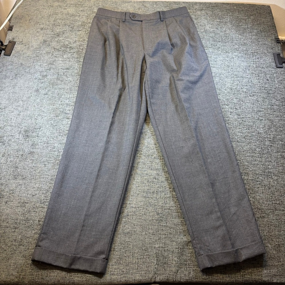 Lauren Ralph Lauren Dress Pants Mens 34x29 Grey Pleated Cuffed Total Comfort